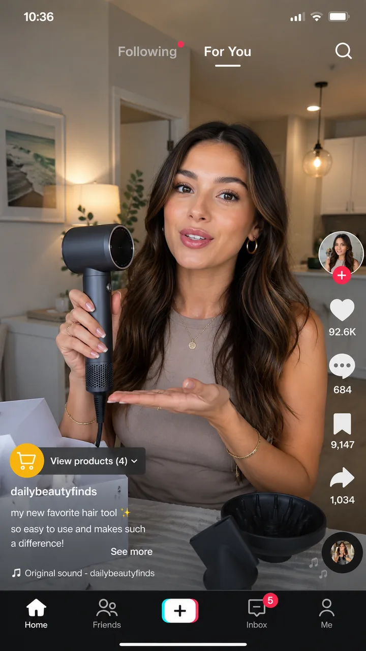 Hair tool creator proof frame for TikTok Shop screening